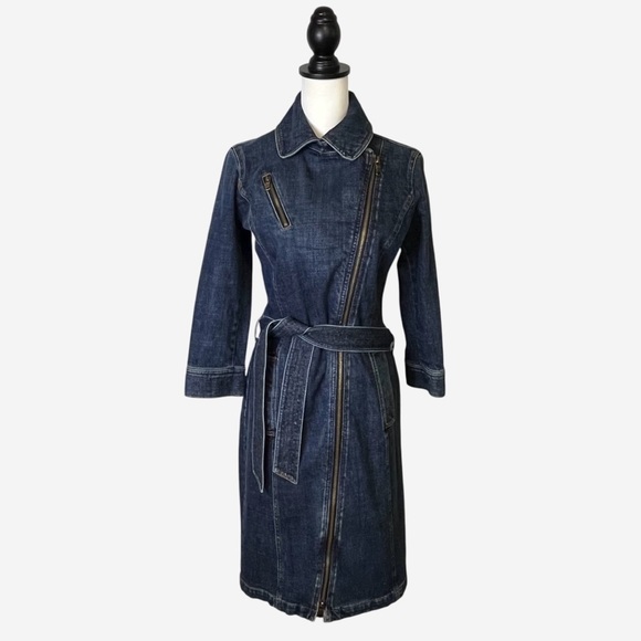 Vintage Ralph Lauren Denim Trench Coat Petite Small - Picture 2 of 15